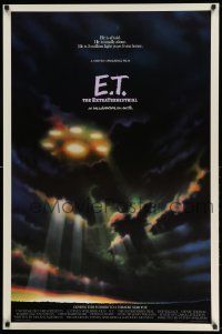 3g419 E.T. THE EXTRA TERRESTRIAL advance 1sh '82 different spaceship in clouds artwork by Alvin!