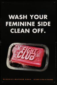 3g423 FIGHT CLUB teaser 1sh '99 Edward Norton & Brad Pitt, wash your feminine side clean off!