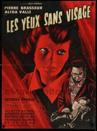 3g214 EYES WITHOUT A FACE French 23x32 '59 Les Yeux Sans Visage, different art by Jean Mascii!