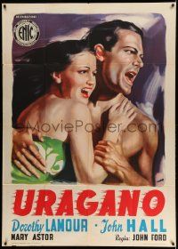 3g094 HURRICANE Italian 1p R50s different Manno art of Dorothy Lamour in sarong by Jon Hall!