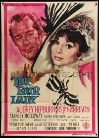 3g095 MY FAIR LADY Italian 1p '65 different art of Audrey Hepburn & Rex Harrison by Nistri!