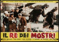 3g231 GIGANTIS THE FIRE MONSTER Italian photobusta '58 battling monsters & men on ship, 1st sequel!