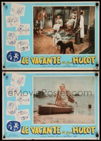 3g229 MR. HULOT'S HOLIDAY set of 2 Italian 13x18 pbustas '54 Jacques Tati, Les vacances de M. Hulot