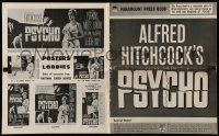 3g074 PSYCHO pressbook '60 Alfred Hitchcock, includes rare Care & Handling of Psycho supplement!