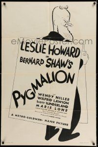 3g162 PYGMALION 1sh '38 great Al Hirscfeld art of George Bernard Shaw wearing sandwich sign!