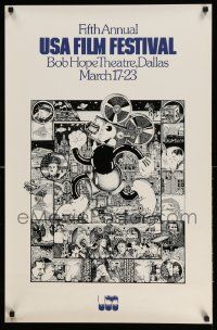 3g358 FIFTH ANNUAL USA FILM FESTIVAL 22x34 film festival poster '75 Mickey Mouse with camera head!