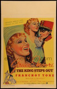 3g045 KING STEPS OUT WC '36 Josef von Sternberg, different art of Grace Moore & Franchot Tone!