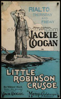 3g047 LITTLE ROBINSON CRUSOE WC '24 great art of Jackie Coogan & cat stranded on raft at sea, rare!
