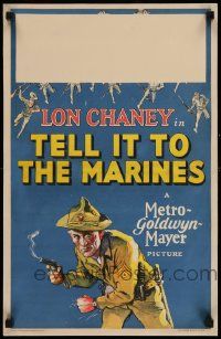 3g051 TELL IT TO THE MARINES WC '26 great stone litho of Sergeant Lon Chaney w/ smoking pistol!