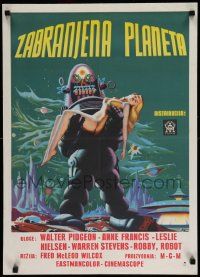 3g205 FORBIDDEN PLANET Yugoslavian 20x28 '56 art of Robby the Robot carrying sexy Anne Francis!