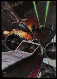 3h210 STAR WARS 20x28 commercial poster '77 Ralph McQuarrie artwork of the Death Star trench run!