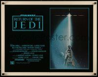 3h110 RETURN OF THE JEDI int'l 1/2sh '83 George Lucas, art of hands holding lightsaber by Reamer!