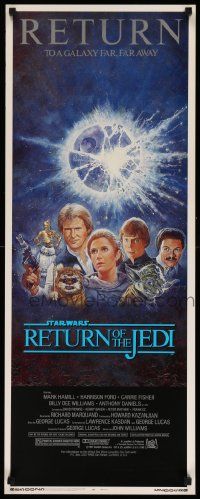 3h119 RETURN OF THE JEDI insert R85 George Lucas classic, Mark Hamill, Ford, Tom Jung art!