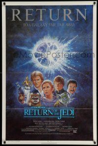 3h162 RETURN OF THE JEDI NSS style 1sh R85 George Lucas classic, Mark Hamill, Ford, Tom Jung art!