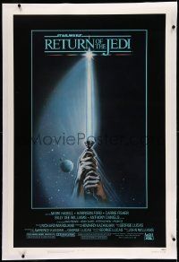 3h006 RETURN OF THE JEDI linen heavy stock 1sh '83 combines elements of 1sh & 30x40, may be unique!