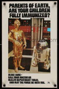 3h195 STAR WARS HEALTH DEPARTMENT POSTER 14x22 special '77 C3P0 & R2D2 check immunizations!