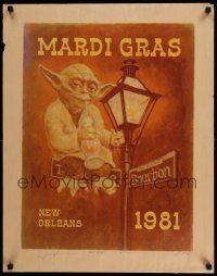 3h226 YODA signed artist proof 22x28 special poster '81 by artist Gaoff, w/ George Lucas signature!