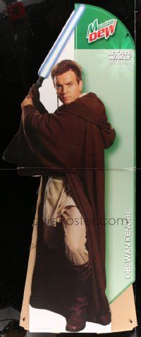 3h018 PHANTOM MENACE 34x85 standee '99 Star Wars Episode I, life-size McGregor as Obi-Wan Kenobi!