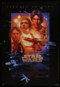 3h144 STAR WARS style B advance DS 1sh R97 George Lucas classic sci-fi epic, art by Drew Struzan!