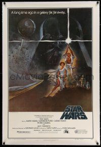 3h003 STAR WARS linen style A second printing 1sh '77 a long time ago in a galaxy far, far away...