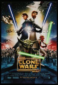3h183 STAR WARS: THE CLONE WARS advance DS 1sh '08 art of Anakin Skywalker, Yoda, & Obi-Wan Kenobi!