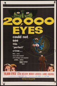 3j005 20,000 EYES 1sh '61 they could not see the perfect crime, cool art!