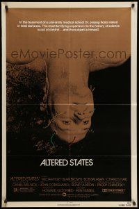 3j029 ALTERED STATES 1sh '80 William Hurt, Paddy Chayefsky, Ken Russell, sci-fi horror!