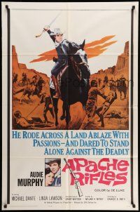 3j049 APACHE RIFLES 1sh '64 Audie Murphy vowed to stop the bloodshed of two warring nations!