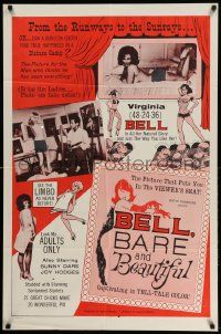 3j075 BELL, BARE & BEAUTIFUL 1sh '63 Herschell Gordon Lewis' cult comedy, sexy Virginia Bell!