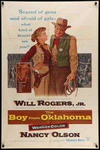 3j118 BOY FROM OKLAHOMA 1sh '54 Michael Curtiz, Will Rogers Jr., Nancy Olson, Chaney!