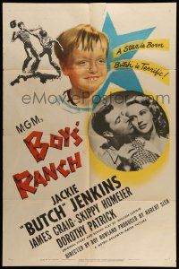 3j120 BOYS' RANCH 1sh '46 art of Butch Jenkins, James Craig, Dorothy Patrick