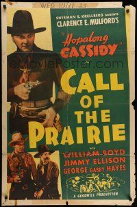 3j140 CALL OF THE PRAIRIE 1sh R40s William Boyd as Hopalong Cassidy, Gabby Hayes