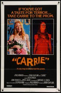 3j149 CARRIE 1sh '76 Stephen King, Sissy Spacek before and after her bloodbath at the prom!