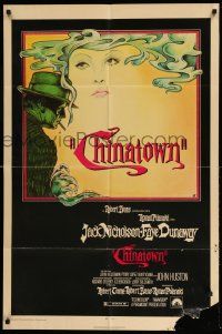 3j164 CHINATOWN 1sh '74 great art of smoking Jack Nicholson & Faye Dunaway, Roman Polanski
