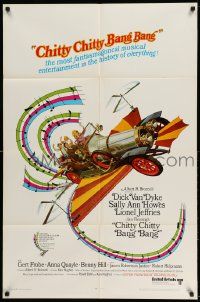 3j165 CHITTY CHITTY BANG BANG 1sh '69 Dick Van Dyke, Sally Ann Howes, art of flying car!