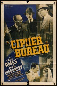 3j167 CIPHER BUREAU 1sh '38 directed by Charles Lamont, cryptographer Leon Ames, Joan Woodbury!