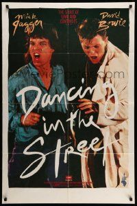 3j202 DANCING IN THE STREET 1sh '85 great huge image of Mick Jagger & David Bowie singing!