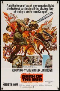 3j205 DARK OF THE SUN 1sh '68 artwork of Rod Taylor charging with chainsaw by Frank McCarthy!