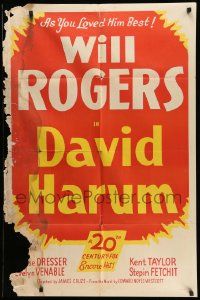 3j211 DAVID HARUM 1sh R49 Will Rogers in the title role, as you loved him best!