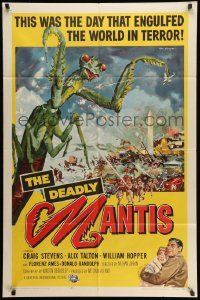 3j217 DEADLY MANTIS 1sh '57 classic art of giant insect by Washington Monument by Ken Sawyer!