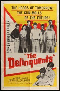 3j222 DELINQUENTS 1sh '57 Robert Altman, Tom Laughlin way before starring in Billy Jack!