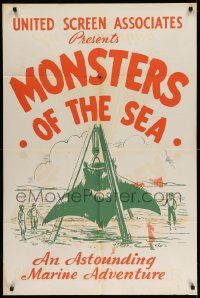 3j228 DEVIL MONSTER 1sh R30s Monsters of the Sea, cool artwork of giant manta ray!
