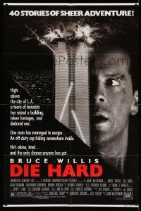 3j234 DIE HARD 1sh '88 Bruce Willis vs twelve terrorists, action classic!