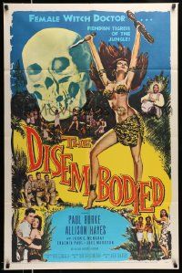 3j239 DISEMBODIED 1sh '57 artwork of super sexy female voodoo witch doctor Allison Hayes!