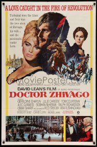 3j241 DOCTOR ZHIVAGO 1sh '65 Omar Sharif, Julie Christie, David Lean English epic, Terpning art!