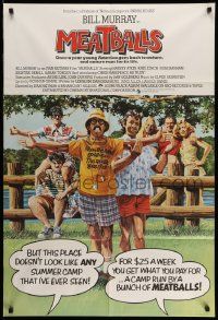 3j570 MEATBALLS English 1sh '79 Ivan Reitman, cool different artwork of Bill Murray & cast!