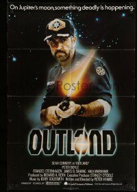 3j652 OUTLAND English 1sh '81 Sean Connery blasting shotgun is the only law on Jupiter's moon!