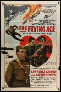 3j309 FLYING ACE 1sh '26 cool all-black aviation, the greatest airplane thriller ever produced!