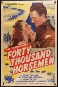 3j320 FORTY THOUSAND HORSEMEN 1sh '41 Australian World War I movie, same story told in Gallipoli!
