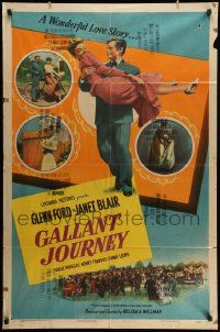 3j333 GALLANT JOURNEY style B 1sh '46 image of Glenn Ford carrying sexy Janet Blair + portraits!